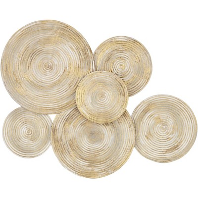 Dahlia Studios Mesa 32 1 4 Wide Gold Cream-washed Disk Wall Art : Target