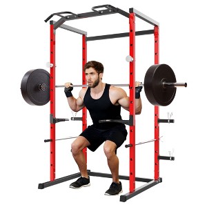 Coucheta Heavy Duty Multi-Function Power Cage Squat Rack – 1100LB Capacity with Pull-Up Bar, Adjustable Safety Bars, Bench Press Rack for Home Gym - 1 of 4
