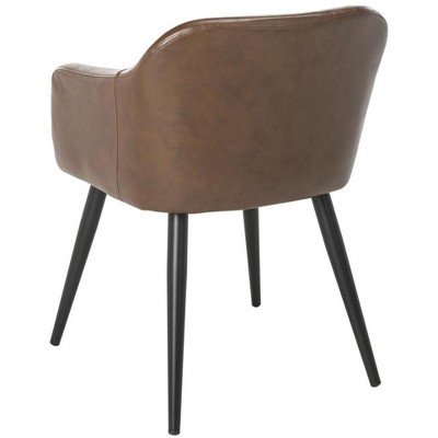 Brown Faux Leather Accent Chair with Black Legs