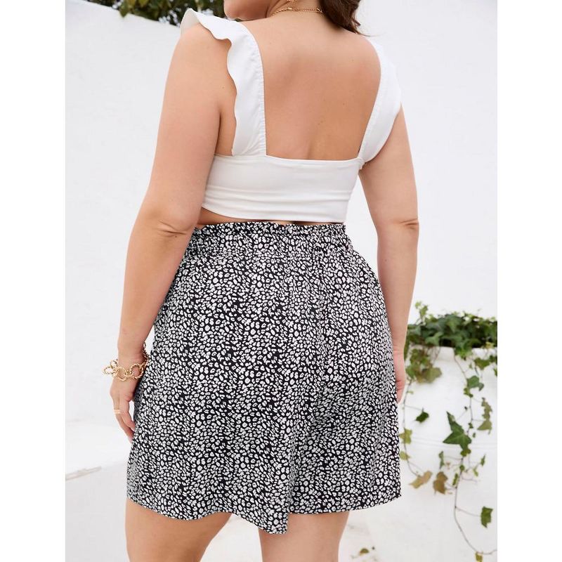 Plus Size Loose Casual Shorts Women Elastic Tie Waist Summer Dressy Shorts Wide Leg Comfy Lounge Shorts, 3 of 8