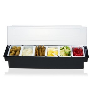 True Garnish Tray - 6 Removable Inserts and Ice Reservoir, Bar Caddy with Lid for Garnishes, Bartender Accessory for Cocktail Recipes, Plastic - 1 of 4