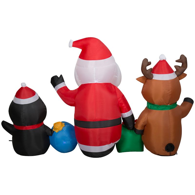 Gemmy Christmas Inflatable Santa, Reindeer and Penguin Trio, 4.5 ft Tall, Multi, 4 of 7