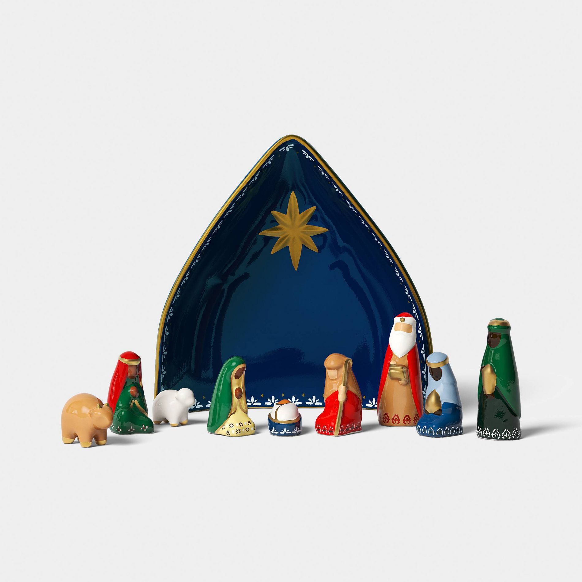 Painted Ceramic Nativity Set Christmas - Threshold™