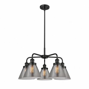 Cone - 5 Light Stem Hung Chandelier In Art Deco Style-15 Inches Tall and 25.75 Inches Wide - 1 of 1