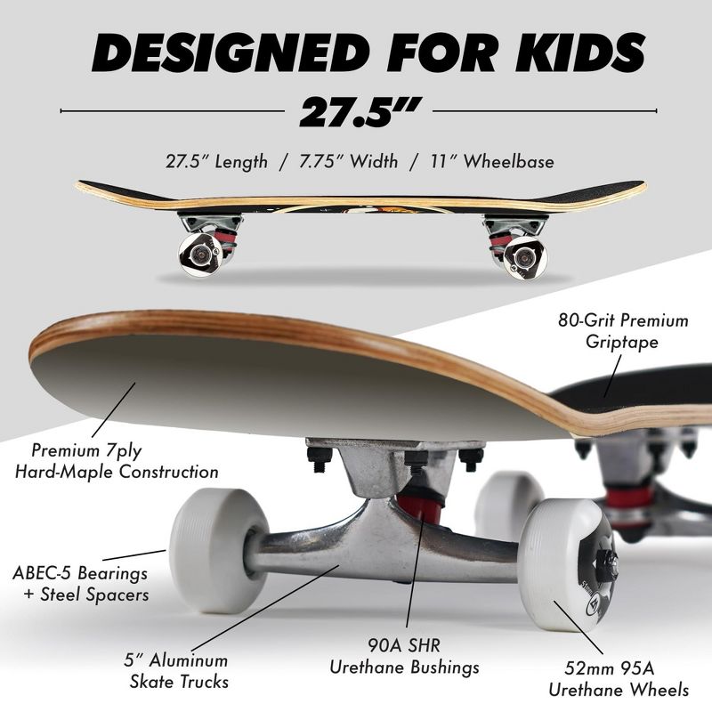 Magneto Skateboard | Maple Wood | ABEC 5 Bearings | Double Kick Concave Deck | For Beginners, Teens & Adults (Astronaut), 4 of 9