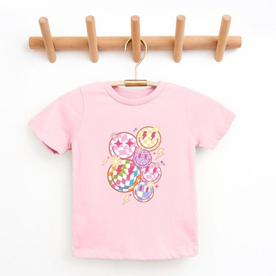 The Juniper Shop Colorful Checkered Smiley Face Toddler Short Sleeve Tee