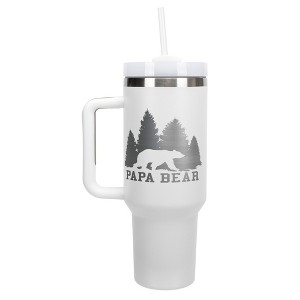 Elanze Designs Papa Bear Forest Trees Dad Grandpa 40 oz. Stainless Steel, Large Water Bottle Coffee Mug, Spill & Leak Resistant, Thermal Travel - 1 of 1