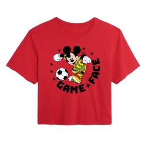 Women's - Disney - Game Face Soccer Cropped Graphic T-Shirt - 1 of 4