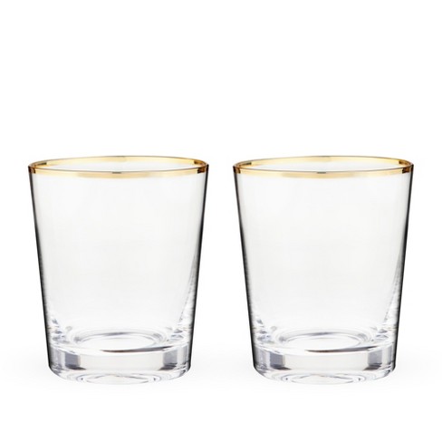 Twine Aqua Bubble Gold Rimmed Glass Tumblers - Tinted Water Drinking Glass,  Kitchen Glassware Glass Cups Set, Colored Cocktail Glasses - Set of 2, 16  oz, Blue 