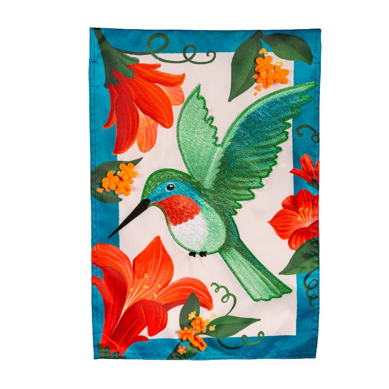 Spring Hummingbird Applique Garden Flag, 1 of 2