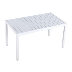 Gulches Blue Vanilla 55" White Multi-Purpose Dining Table, Indoor/Outdoor PP Tabletop with Metal Legs, Resistant for Patio/Kitchen/Garden - 1 of 4