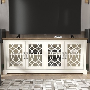 Galano Raccon 68.2 in. Wide TV Stand Fits TV's up to 75 in. in Ivory with Knotty Oak, Black with Knotty Oak - 1 of 4