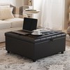 TYBOATLE 35.5'' Square Ottoman with Storage, Large Ottoman Coffee Table, 500 lb Large Ottoman with Storages for Living Room, Black - 3 of 4