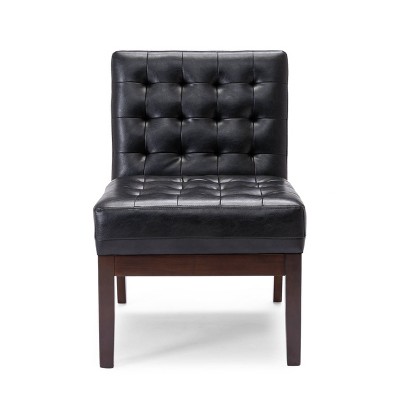 Black leather armless discount chair