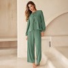 Women's Elegant Ribbed Lace-Up Loungewear Pajama Set - Cupshe - 3 of 4