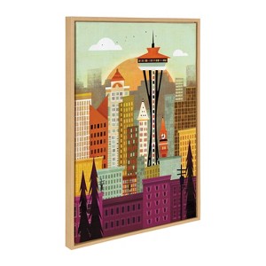 Kate and Laurel Sylvie Seattle Skyline Framed Canvas by Amber Leaders Designs - 1 of 4