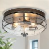 LNC Vine 3-Lights 12.6-in Black and Antique Brown Transitonal Drum Flush Mount Lights - 2 of 4