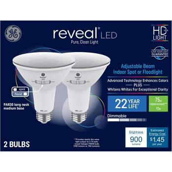 GE 12W 2pk Reveal Long Neck LED Light Bulbs
