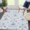 Washable Vintage Floral Distressed Rug Non Slip Low Pile Rug Soft Throw Floor Cover Foldable Indoor Carpet for Living Room Bedroom Playroom Nursery - 3 of 4