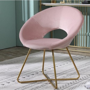 Roundhill Furniture Slatina Silky Velvet Upholstered Accent Chair, Pink with Gold Tone Finished Base - 1 of 4