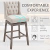 Beige swivel bar stool set of 2 with footrest, solid wood, 180° swivel - 3 of 4