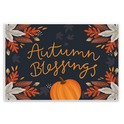 Stupell Industries Autumn Blessings Fall Leaves Pumpkin Wall Plaque Art