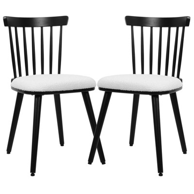 Bekrvio Windsor Dining Chair-Farmhouse Solid Wood Spindle Back Side Chair Mid-Century Modern Black Armless Kitchen Chair for Dining Room Restaurant