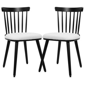 Bekrvio Windsor Dining Chair-Farmhouse Solid Wood Spindle Back Side Chair Mid-Century Modern Black Armless Kitchen Chair for Dining Room Restaurant - 1 of 4