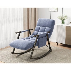 CENGHU Casual Folding Rocking Chair Upholstered, Lounge Rocking Chair Adjustable High Back and Foot Rest, Modern Accent Recliner Chair for Adults - 1 of 4