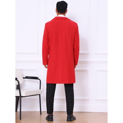 INSPIRE CHIC Men's Single Breasted Notched Lapel Winter Long Overcoat Burgundy Medium — фото 5