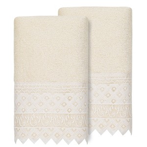 Linum Home Textiles 100% Turkish Cotton AIDEN Embellished Towel Set - 1 of 3