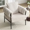 CAVINAS Modern Decorative Chair,Accent Chair with Black Metal Legs,Teddy Fleece Upholstered,Side Armchair for Living Room,Office,Reception Room - 2 of 4