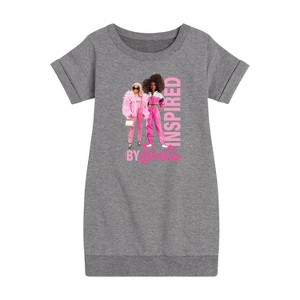 Girls' - Barbie - Inspired By Barbie Graphic Short Sleeve Fleece Dress - 1 of 4