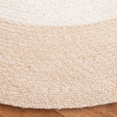 Handwoven Ivory Round Braided 3' Area Rug - Easy Care & Reversible