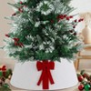 Orieon 33" White Faux Leather Christmas Tree Collar with Red Bow – Adjustable Modern Tree Base Cover for Holiday Decor. - 3 of 4