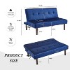 Foldable Fashion Sofa Bed High End Flannel Fabric Back Adjustable Sofa Recliner Futon, Suitable for Living Room Bedroom Office (Blue) - 4 of 4