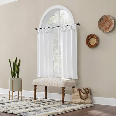 White Cotton Twist Tab Light-Filtering Kitchen Curtain Tiers