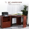 HOMCOM Computer Desk with Printer Cabinet, L-Shaped Corner Desk with Storage, Study PC Workstation for Home Office, Cherry - 4 of 4