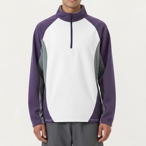 Anna-Kaci Active Men's Long Sleeve Quarter Zip Pullover with Color Block Panels and Stand Collar - 1 of 4
