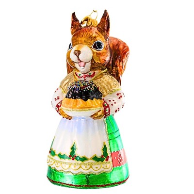 Glitter Lab 5.5 Inch Grandma Squirrel In Christmas Dress Christmas Tree Ornament , Christmas Decor Animal Squirrel Holiday (1PC)