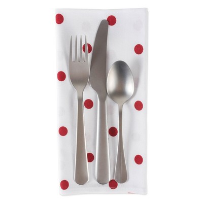 White and Red Polka Dot Cotton Napkins, Set of 4