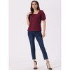 Allegra K Women's Asymmetrical V Neck Blouse Casual Puff Short Sleeve Top - 4 of 4