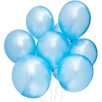 Blue Panda 100-Pack 12-inch Metallic Latex Balloons Party Decorations, Blue