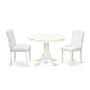 Kitchen Table Set 3 Piece - Round Dining Table & 2 Chairs - Small Space Dining Set - 42 Inch Linen White - 1 of 4