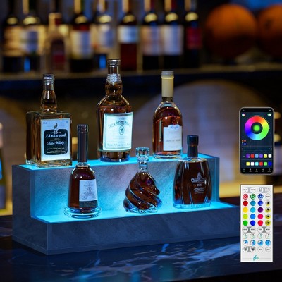LED Lighted Liquor Bottle Display Shelf, DIY Illuminated Bottle Shelf  with App & Remote Control