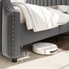 Velvet Bed Frame, 50.2" Tall Headboard & Footboard, Upholstered Platform Bed Frame with Nailhead Trim - 4 of 4