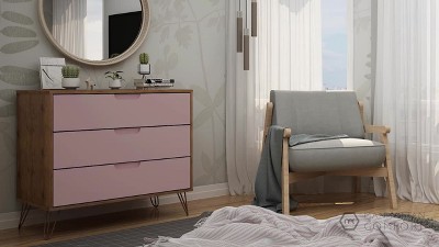 Rockefeller Off-White Mid-Century Dresser with Mirror Accent