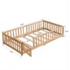 CAVINAS Kids Toddler Bed with Door,Full/Twin/Queen Size Floor Bed with Fence,Montessori Bed for Bedroom Playroom,Brown/White/Gray - 3 of 4