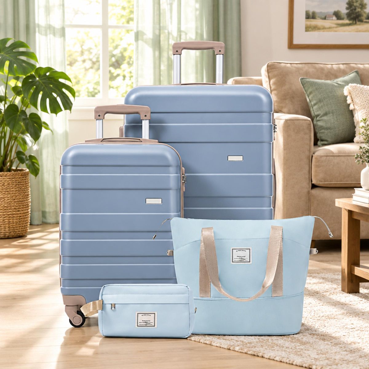 Polibi Luggage Set 4 Piece, 20 Inch Carry-On and 28 Inch Checked Suitcase, a Travel Duffle Bag, Wet-Dry Toiletry Bag - thumbnail 9