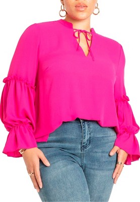Eloquii Women S Plus Size Ruffle Detail Blouse With Ties Target